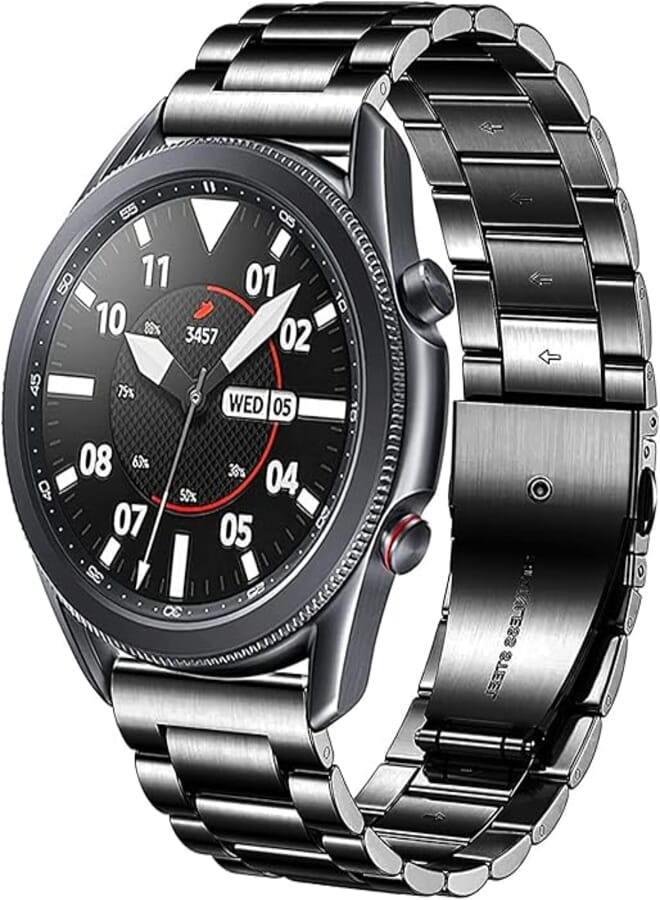 DEALELE Bands Compatible with Samsung Galaxy Watch 3 45mm / Galaxy Watch 46mm, 22mm Solid Stainless Steel Metal Replacement Strap for Huawei Wacth 4/4 Pro / 3 / GT4 / GT3 46mm